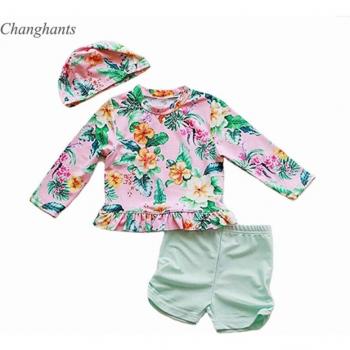 Bonnet de natation pour enfant avec maillot de bain rose vert