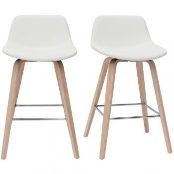 Sgabelli bar design bianco e legno chiaro H65 cm NONIE (set di 2)