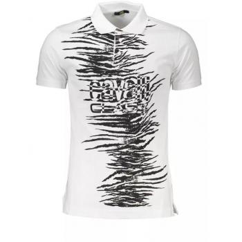 Cavalli Class Signature Print White Polo Shirt