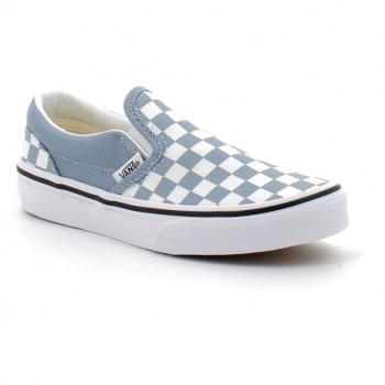 Vans UY Classic Checkerboard Dusty Blue Youth Slip‑On Footwear (Girls)