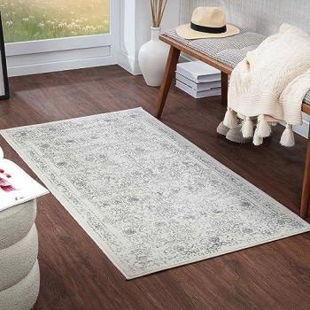 Tapis orientale ivoire-gris Livabliss 80×150 cm, finition satinée