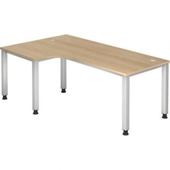 Schreibtisch 4-Fuß eckig 200x120cm Eiche/Silber