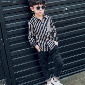 Dünne gestreifte Hemden für Jungen, Regular Fit, Einreiher, Herbst und Frühling, 4-12 Jahre