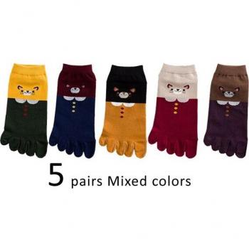 VERIDICAL 5 Pairs Cotton Toe Socks