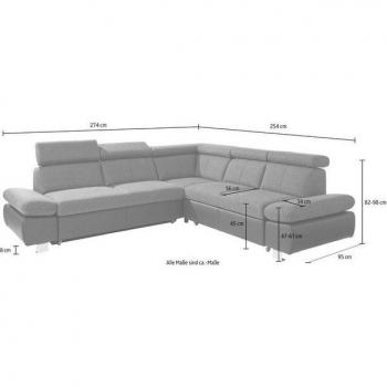 Ecksofa EXXPO „Happy“ – zeitlos modern, 274 cm Breite, 254 cm Tiefe