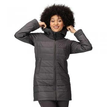 Regatta Women's Melanite Baffled Insulated Hooded Jacket Coat, Water-repellent, Warmloft insulation, Color: Seal Grey, Size: 8