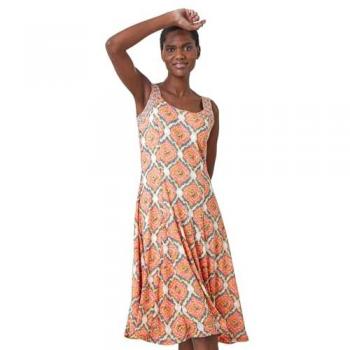 Roman Horizon Orange Sleeveless Swing Dress – 20 UK