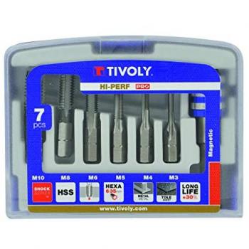 Coffret de 6 tarauds hexagonaux M3-M10 + Porte embout TIVOLY 10503070001