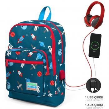 Coral High Kids Nebula Pattern USB Backpack