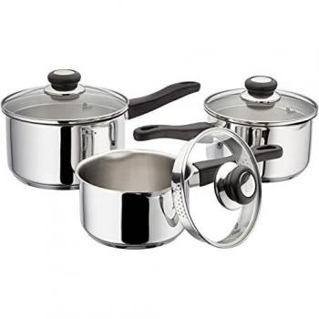 Judge Vista 3 Piece Stainless Steel Saucepan Set with Strainer Lids