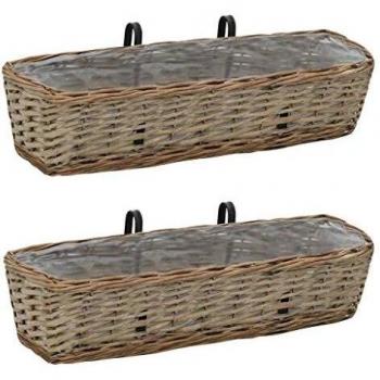 Large Wicker Balcony Planter with PE Lining, Set of 2, 60 cm (VidaXL)