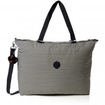 Kipling XL Sonnenstrandtasche – 64 cm – 31,5 L – Blau‑Schwarz Stripes