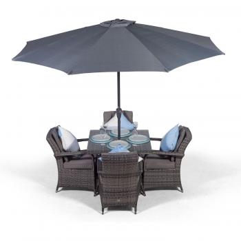 Arizona Square Collection's 4-Seater Rattan Patio Dining Set in Gray by Modern Furniture Direct
