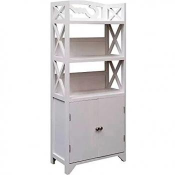 Mobiletto da Bagno Bianco 46x24x116 in Legno di Paulownia