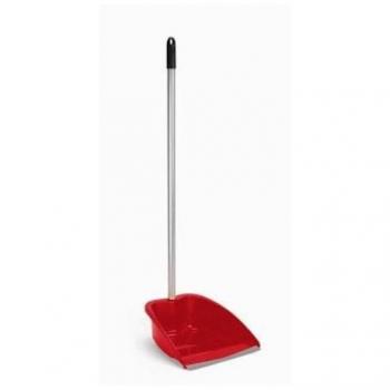 Recogedor con regleta de goma inyectada y palo metálico rojo 09024