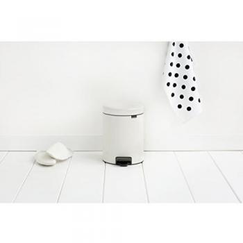 Brabantia 5‑Liter Pedal Bin, White, NewIcon Series – Metal Interior