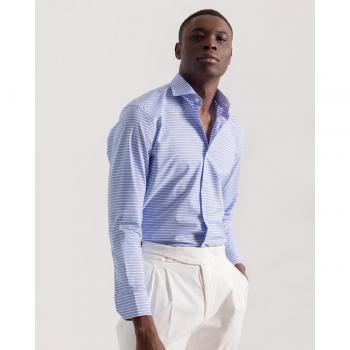 Camisa de hombre slim fit con rayas celestes y blancas