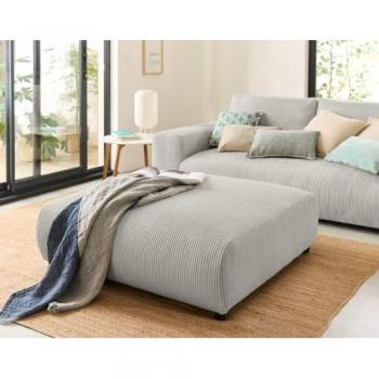 Lisa Design: Pouf Modulaire Velours Côtelé – Gris Clair – GARANCE