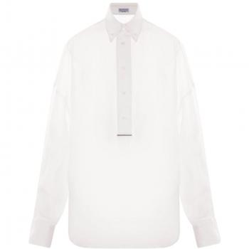 Brunello Cucinelli Classic Long‑Sleeve Cotton Shirt, Women, M, White