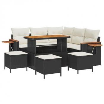 Vidaxl Patio Seating Ensemble – 9 Unit, Black & Cream, 110x55x71cm