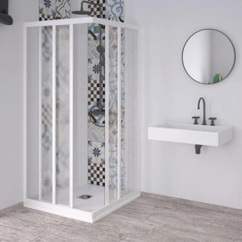 Doccia Angolare Acrilico 1,8 mm 80x100x190 cm Telaio Bianco