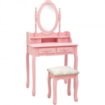 Stijlvolle Roze Toonbank met Poef 75×69×140