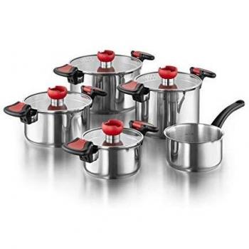 Kopf Nelo Set Premium – 9 Pezzi Padella & Pentola Argento