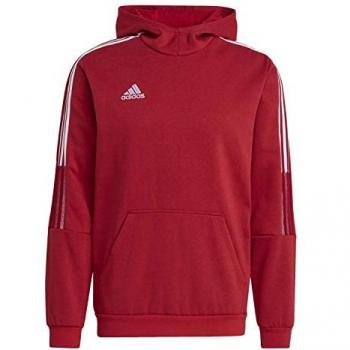 Felpa sportiva adidas Tiro 21 cappuccio rosso per uomo