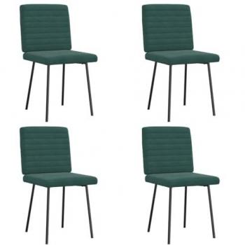 Lot de 4 Chaises Velours Vert Foncé pour Salle à Manger