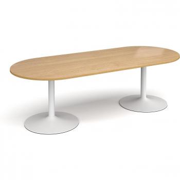 Round Boardroom Table with Trumpet Base and White Base 2400mm x 1000mm