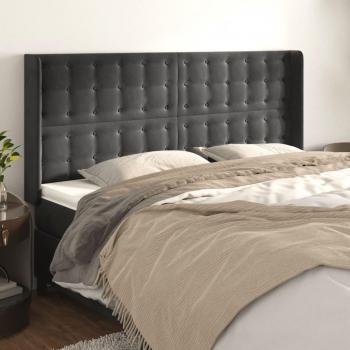 Testiera ad Orecchio Grigio Scuro 163x16x118/128cm in Velluto