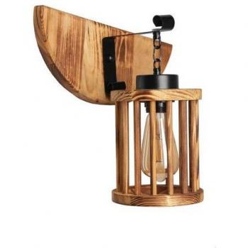 Opviq Lun Wandleuchte, Braun, Holzoptik