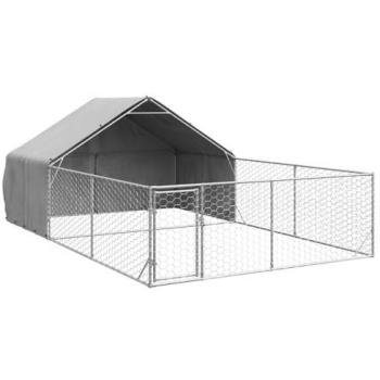 VidaXL Large Outdoor Dog Kennel with Run 6x3x1.9 m Galvanised Steel