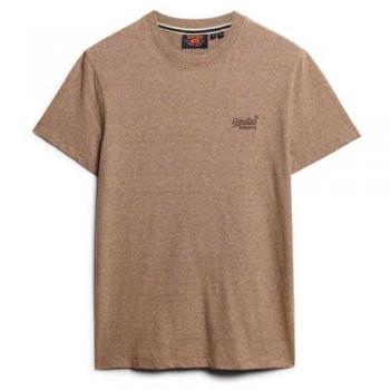 Superdry para hombre. M1011245A Camiseta con logotipo bordado Essential beige (M), Casual, Manga corta, Algodón Orgánico, Sostenible