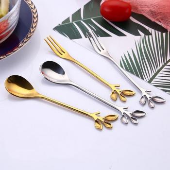 Set de cuchara y tenedor navideño de acero inoxidable