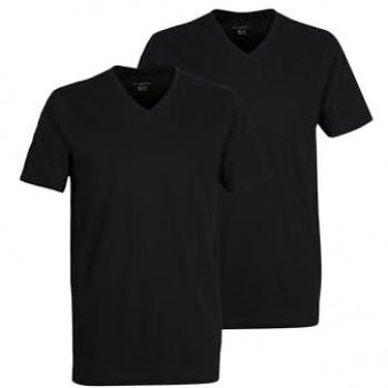 V-Neck T-Shirt Herren 2er Pack schwarz