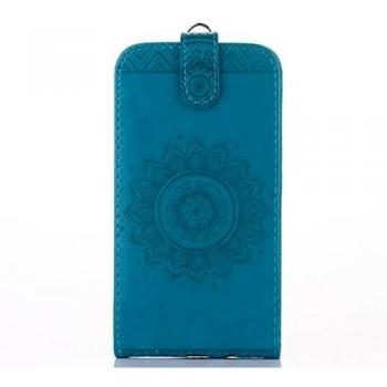 Case Azul 3D Crisant – Bolsa Flip con Diseño Floral