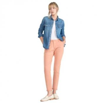Pantalon Chino Le Temps des Cerises Blanc Pêche