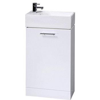 Nuie Mayford Gloss Floor Standing Compact Vanity Unit and Basin with 1 Tap Hole | White | MDF | 450mm