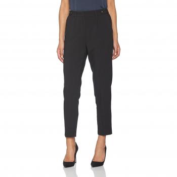 TOM TAILOR Damen Cropped Hose mit Falten Schwarz, 42/L32