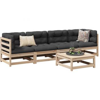 VidaXL Garden Sofa Set with 5 Pieces and Solid Wood Pine Material