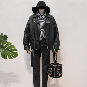 Veste Glissière Ceinture PU Ly Varey