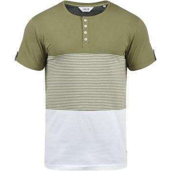 !Solid Marek Herren T-Shirt Kurzarm Shirt Streifenshirt Mit Streifen Und Grandad-Ausschnitt, Größe:M, Farbe:Aloe