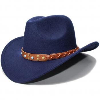 LuckyLianji Western‑Cowboy‑Mütze: breite Krempe & Lederband