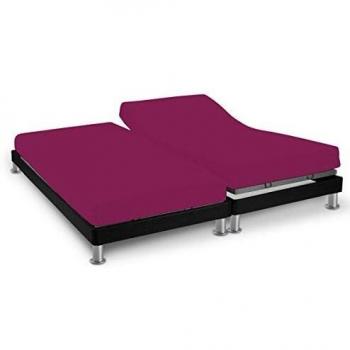 Soleil d'Ocre Drap Housse Double Coton 57 Fils Uni Violet 2x70x190