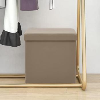 Sgabello con Contenitore Pieghevole Cappuccino in pvc Vidaxl 85467