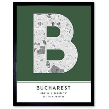 Romania Bucharest Lettered Map Canvas