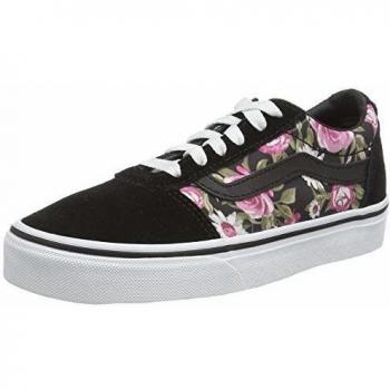 Vans Damen Ward Suede/Canvas Sneaker, Schwarz mit Rosen, 39 EU