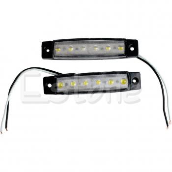 2 Pack 6-LED White Tail Light for Trailer, Truck, Van, Boat, Bus