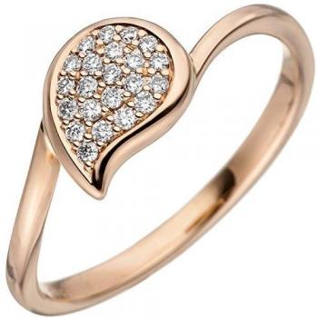 Damen-Ring JOBO 585 Gold Rotgold mit 22 Diamanten, Gr. 58